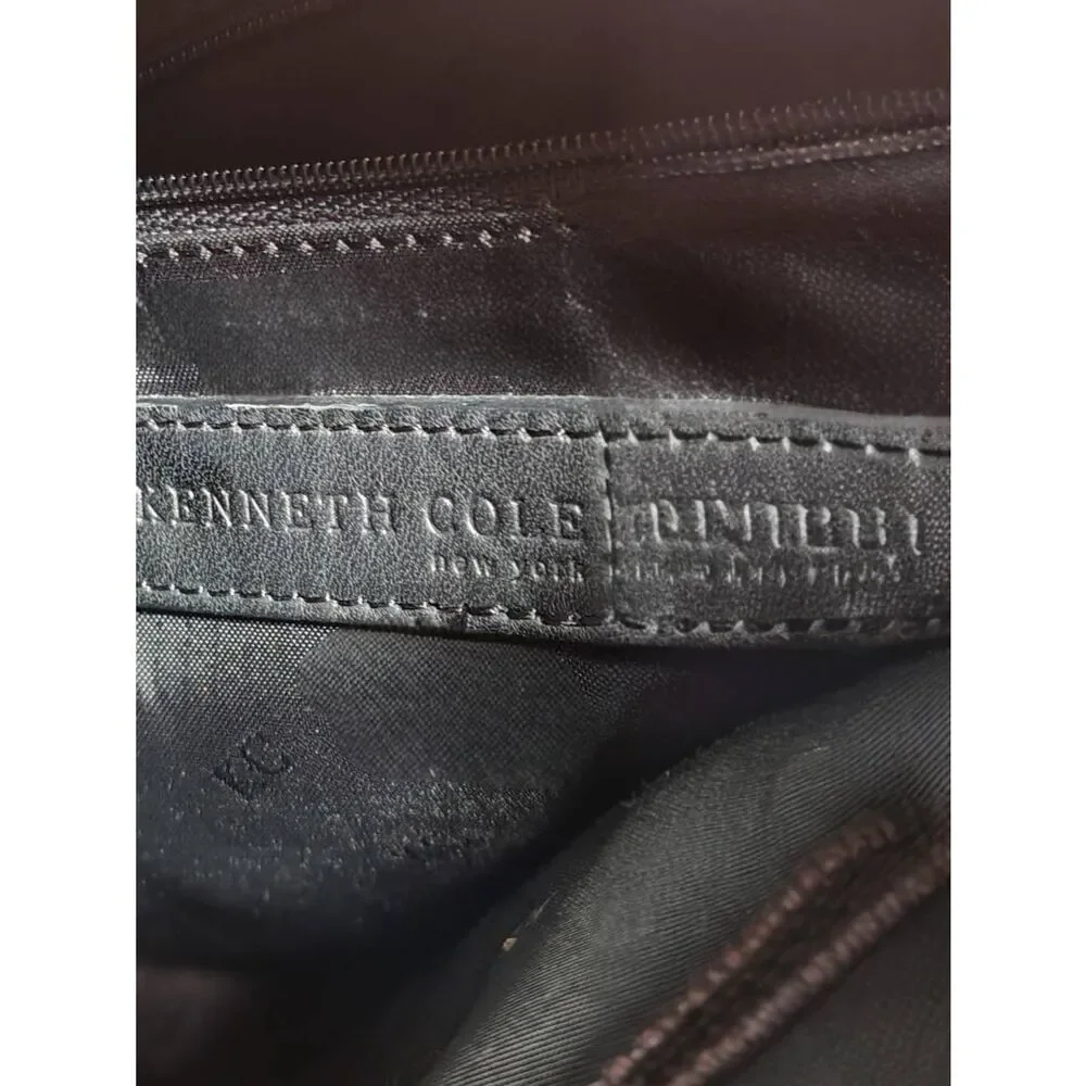 Kenneth Cole Burgundy Leather Crossbody Satchel Vintage Multi Pocket Bag